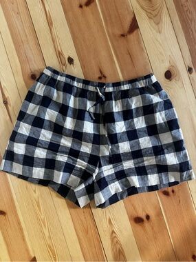 COS Navy and White Gingham Drawstring Shorts